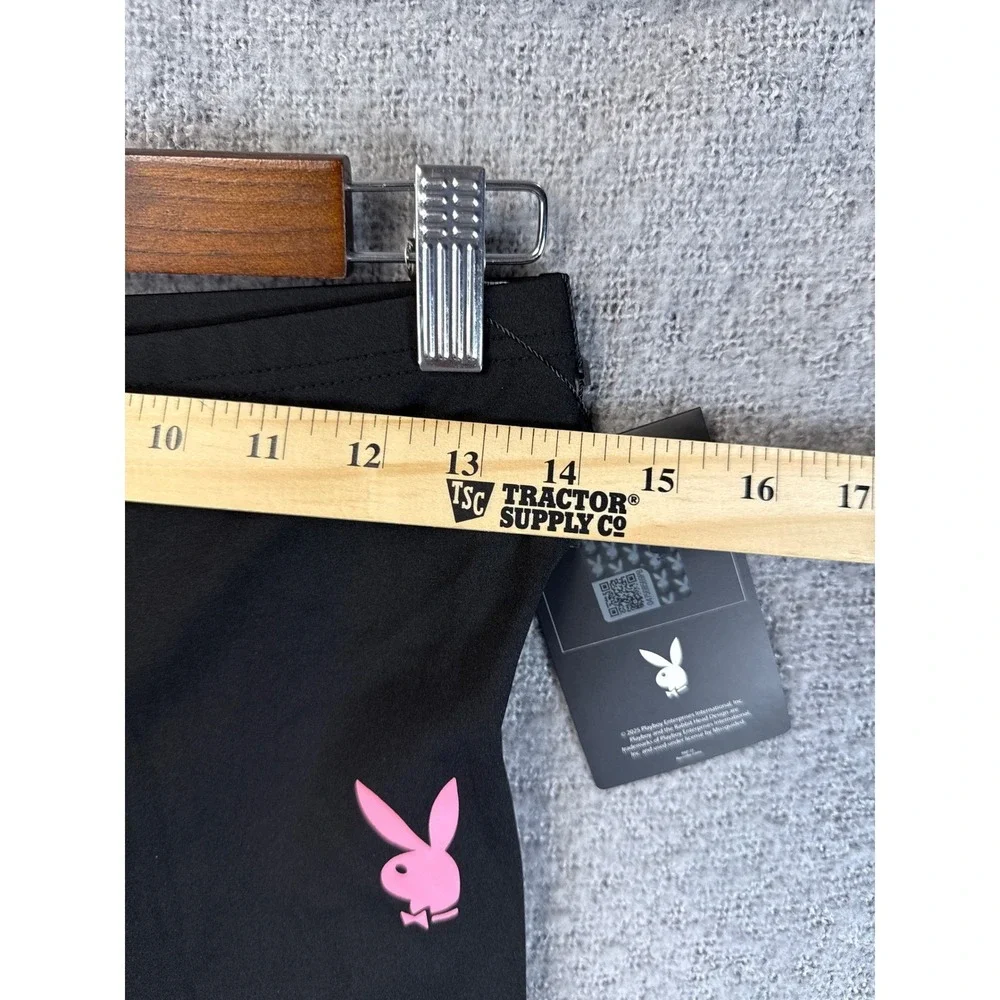 Playboy x Missguided Cropped Leggings Pink Bunny Logo Black Size M Sexy Athletic